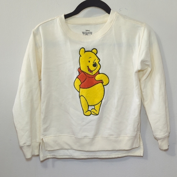 Disney Other - Disney Winnie the Pooh Sweatshirt Cream Embroidered Girls Size L 10/12